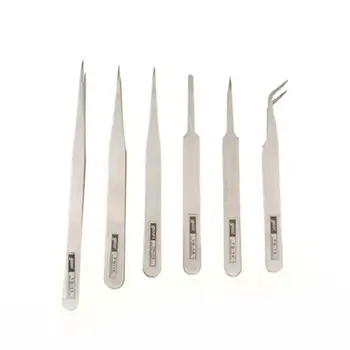 

6pcs/set Stainless Steel Tweezers Volume Eyelashes Nail Tweezers Eyebrow Nipper Clipper Makeup Straight Extensions Curved T W4O8