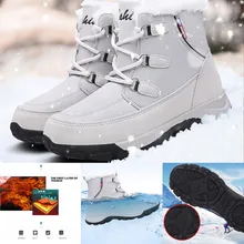 Женские кроссовки; зимние хлопковые ботиночки без шнуровки; нескользящие Теплые повседневные Зимние ботиночки на шнуровке; прогулочная обувь; повседневная женская обувь