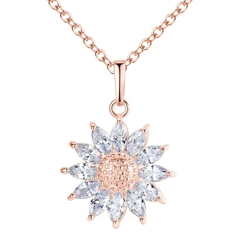 

2020 Popular Women Necklace Creative Sunflower Pendant Zircon Necklace Accessories Natural Small Fresh Style Suitable For Girl
