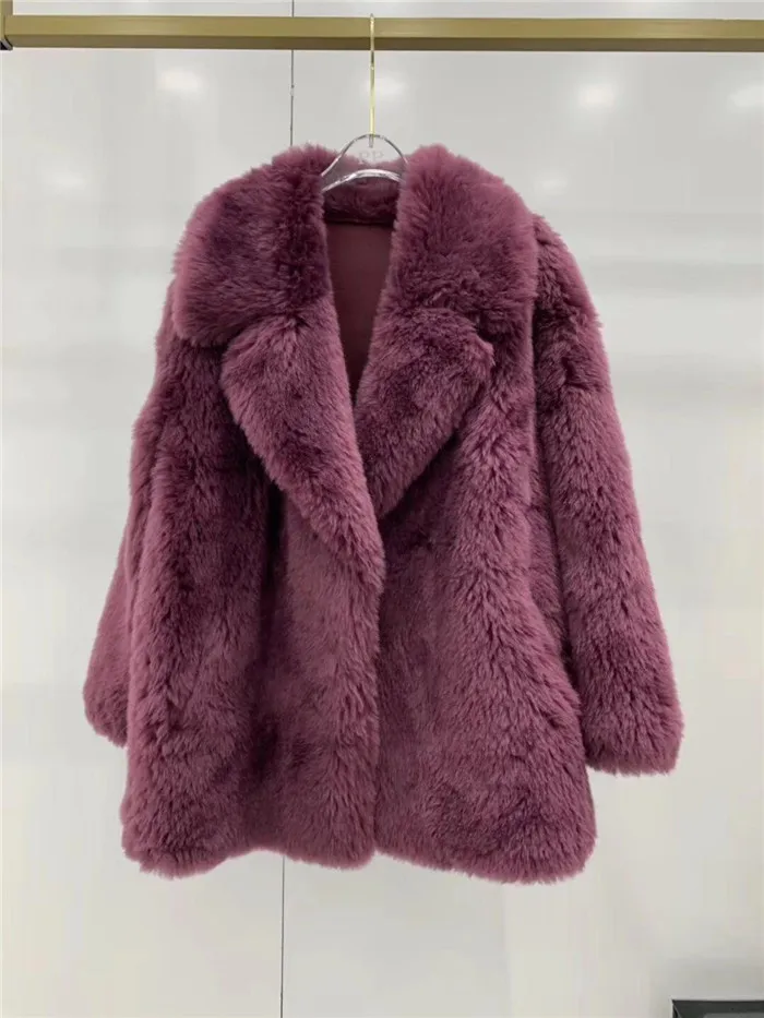 Real Wool Coat Women Clothes Autumn Winter Double-faced Fur Coats Women Elegant Solid Wool Fur Jackets