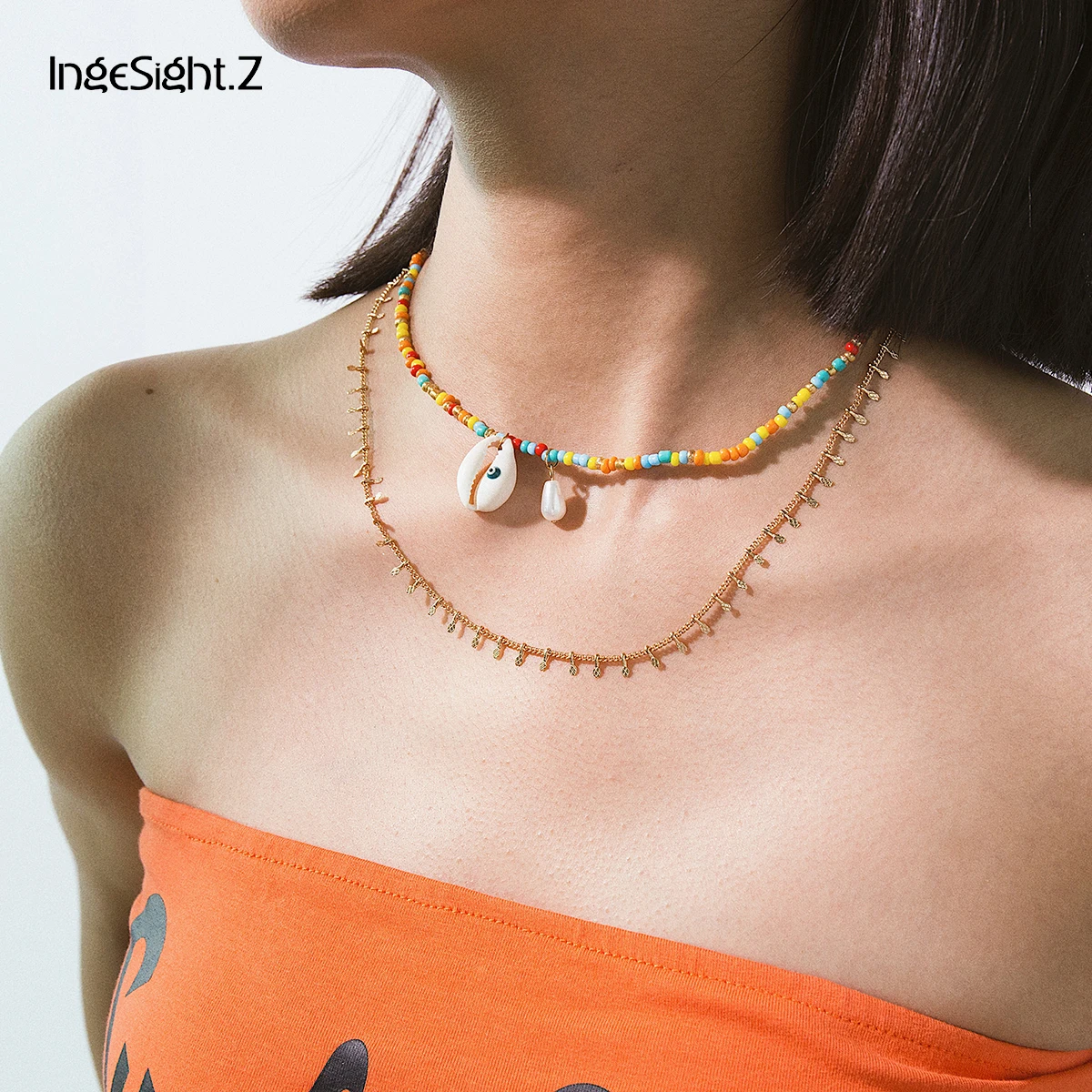 Чокер IngeSight.Z женский многослойный украшение в стиле панк массивное ожерелье из