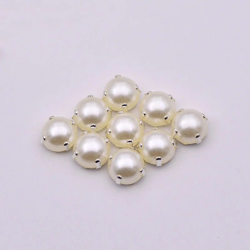 JUNAO-100pcs-6-7-8mm-Sewing-White-Pearl-Beads-Claw-Rhinestones-Applique-Flatback-Half-Round-Pearls (5)