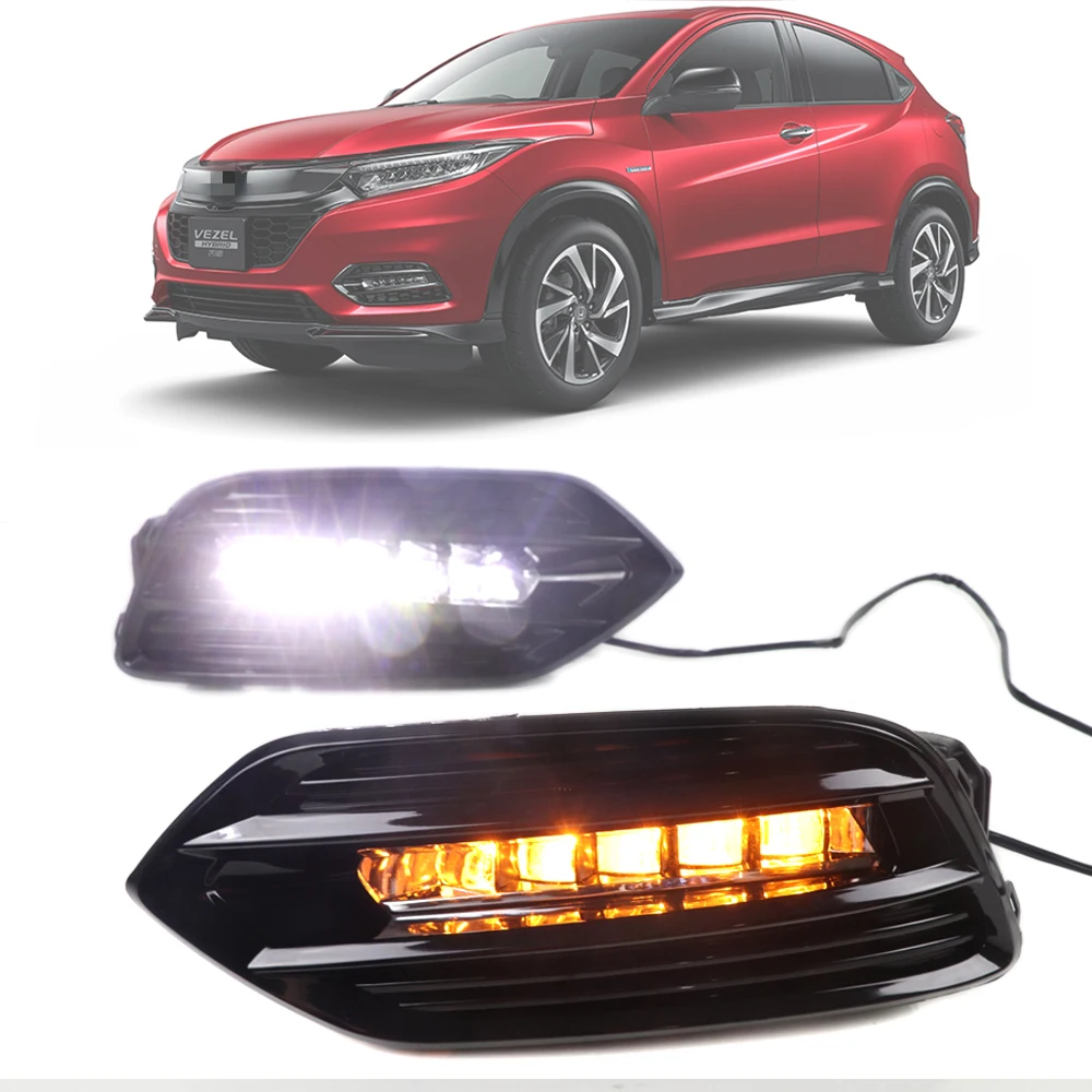 DRL для Honda Vezel HR-V Светодиодный дневной ходовой свет дневной свет с поворотной сигнальной лампой