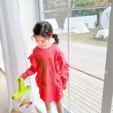 Новое платье для девочек модное весеннее хлопковое платье с оборками в стиле пэчворк для девочек 3-8 лет, C540