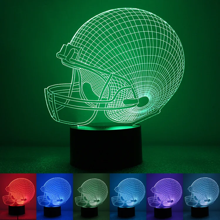 

Foreign Trade Football Helmet 3D Creative Colorful Small Night Lamp Modern Minimalist USB Power Supply LED Green Lighting