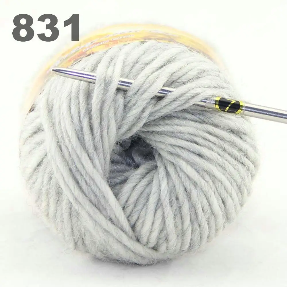 SilverGray 831 Лот из 1 мотка x 50 г массивная ручная крупная вязка для очков шерстяная пряжа Биск Оранжевый Фиолетовый, бирюзовый 522 пряжа A - Цвет: SilverGray 831