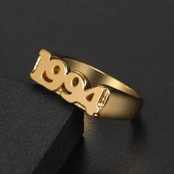 

Personality Hip Hop Ring Women Customized Number 1994 Name Rings Gold Fashion Punk Letter Gold Stainless Steel Fashion Christmas
