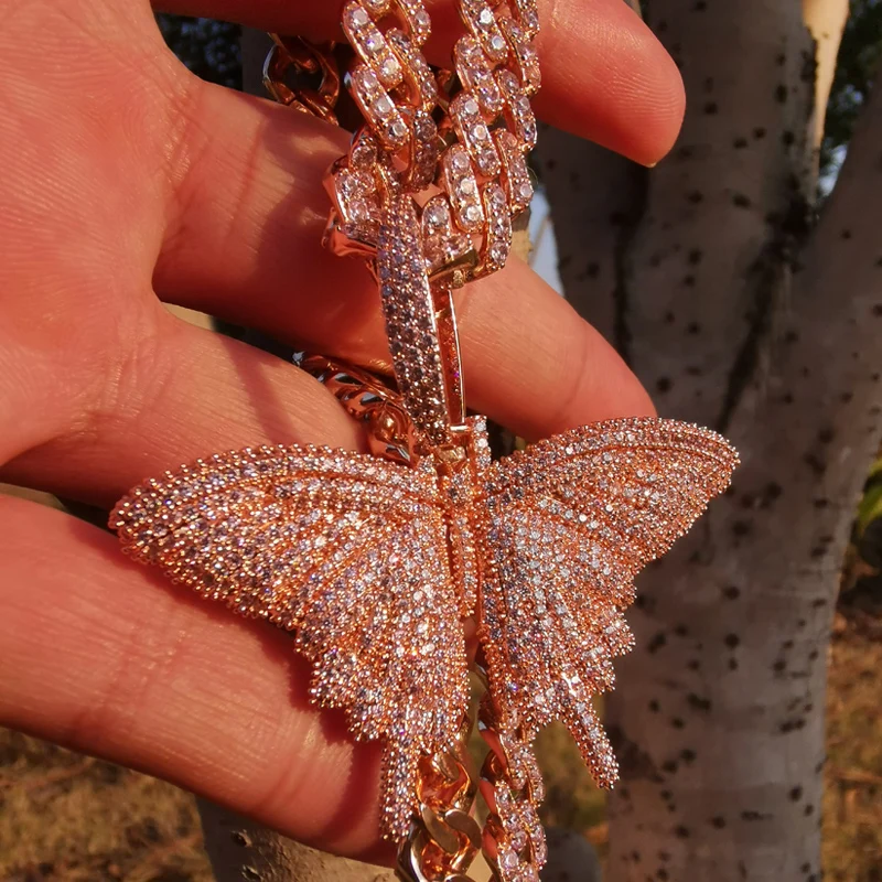 Rose Gold Butterfly Pendants Necklaces 