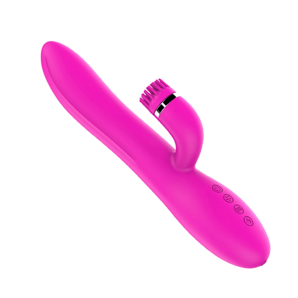 Women Electric Double Head 12 Speed Heating Vibration Rotating Massage Stick Vibration Rabbit Massager Wand