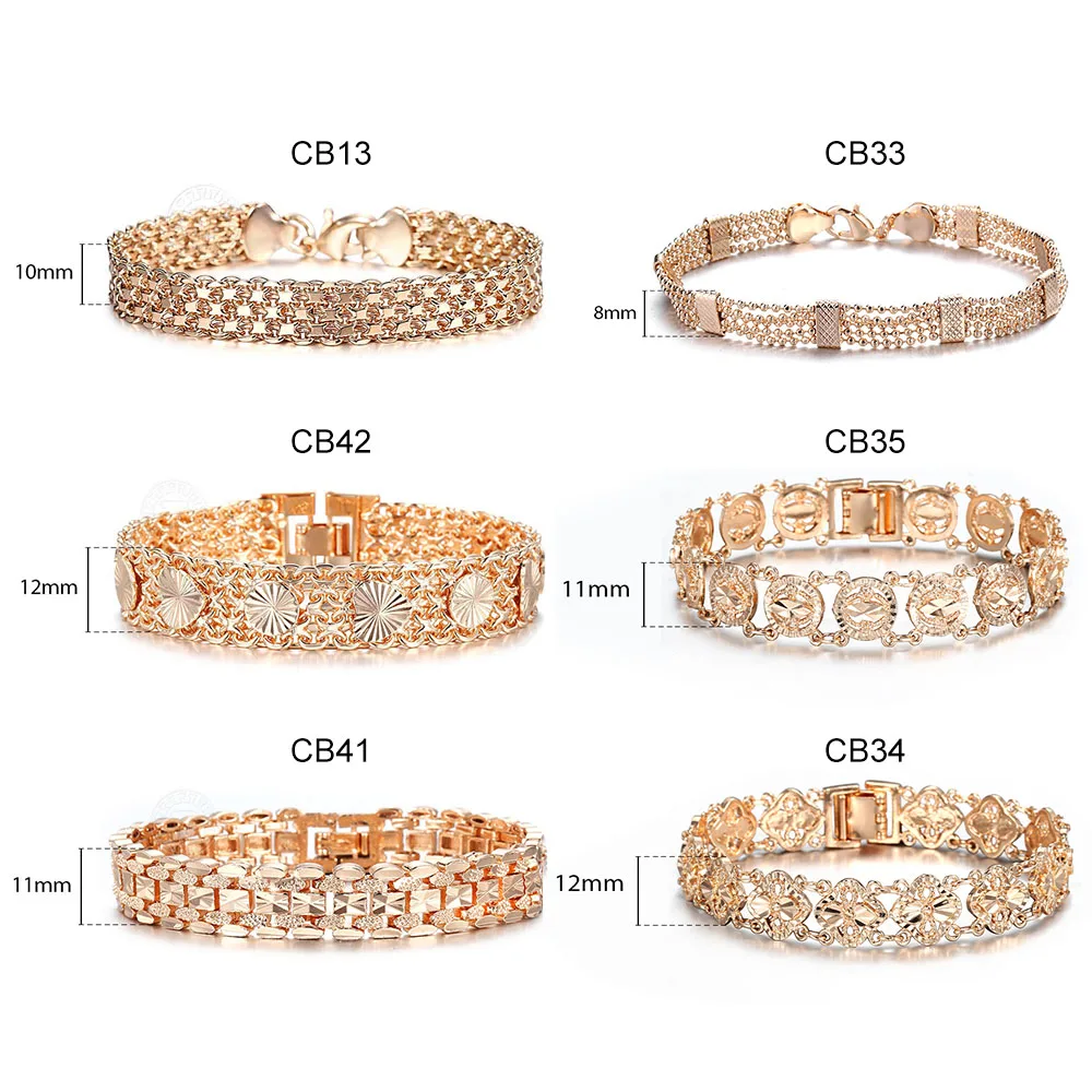 10MM 12MM Bracelet 585 Rose Gold Color Double Weaving Rolo Cable Curb Link Catenary Chain For Women Men