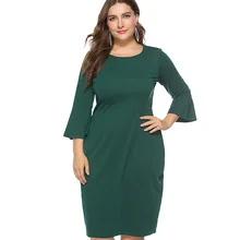Miaoke размера плюс повседневное подиумное миди зеленое платье женская одежда Высокое качество модные вечерние платья 4XL 5XL 6XL