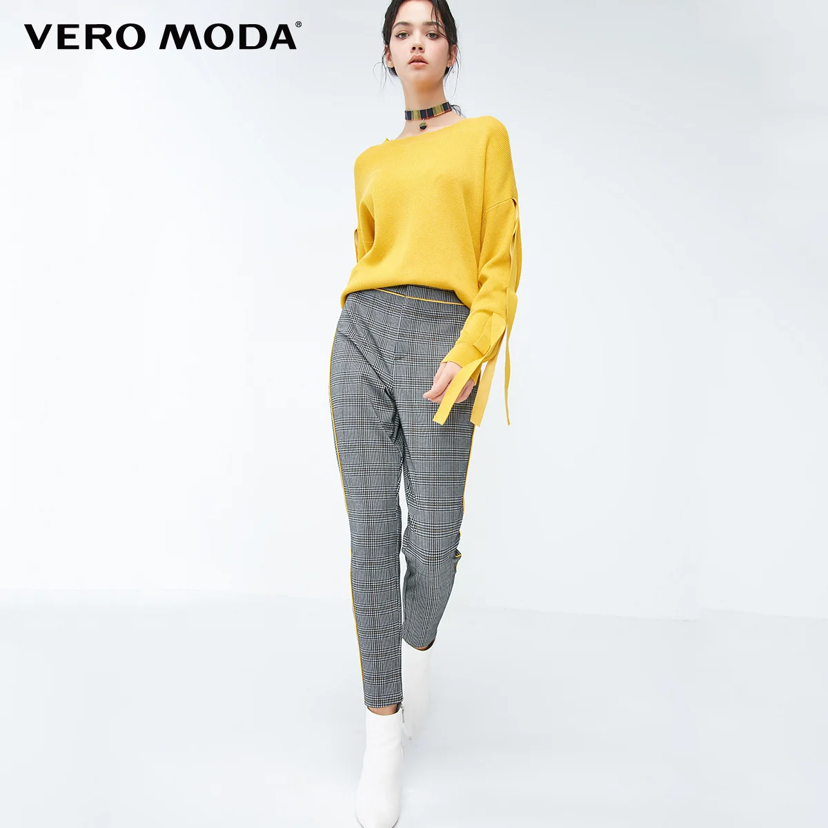 Vero Moda Новые поступления Хаундстут узорчатые Узкие повседневные брюки | 318365504