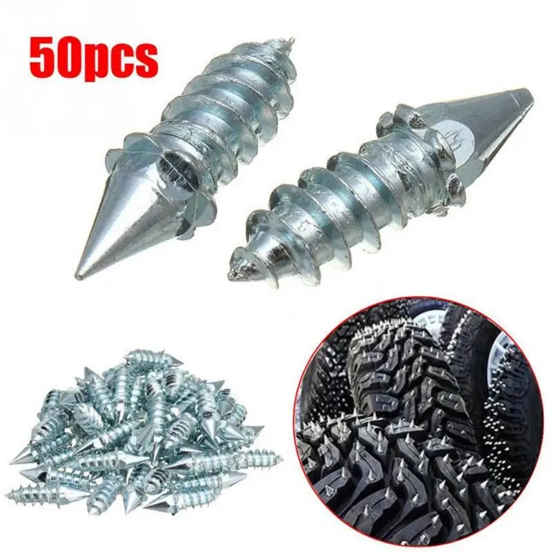 

50Pcs/pack Length 27Mm Anti Skid Tire Screw Car Tires Studs Spikes Wheel Snow Chains For Car Vehicle Truck Motorcycle Tires