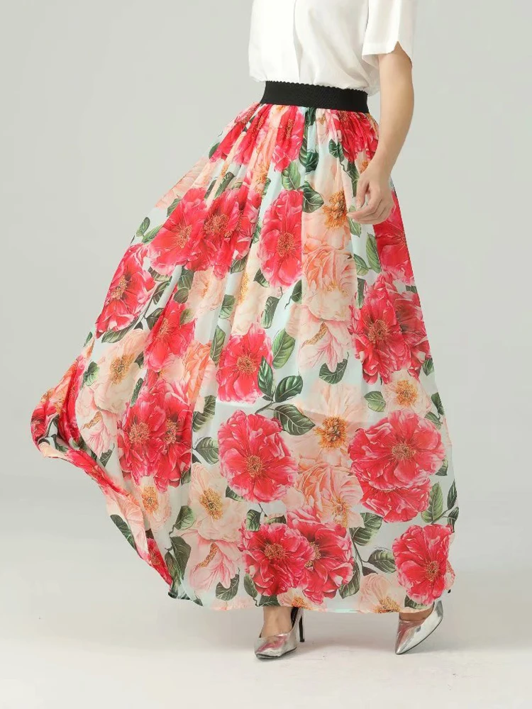 中古 激安通販 女性の花柄のショートスカート 伸縮性のあるウエスト バラの花柄 ボヘミアンスタイル 春と夏 21 純正ファッション Ongoing Southloopmarket Com