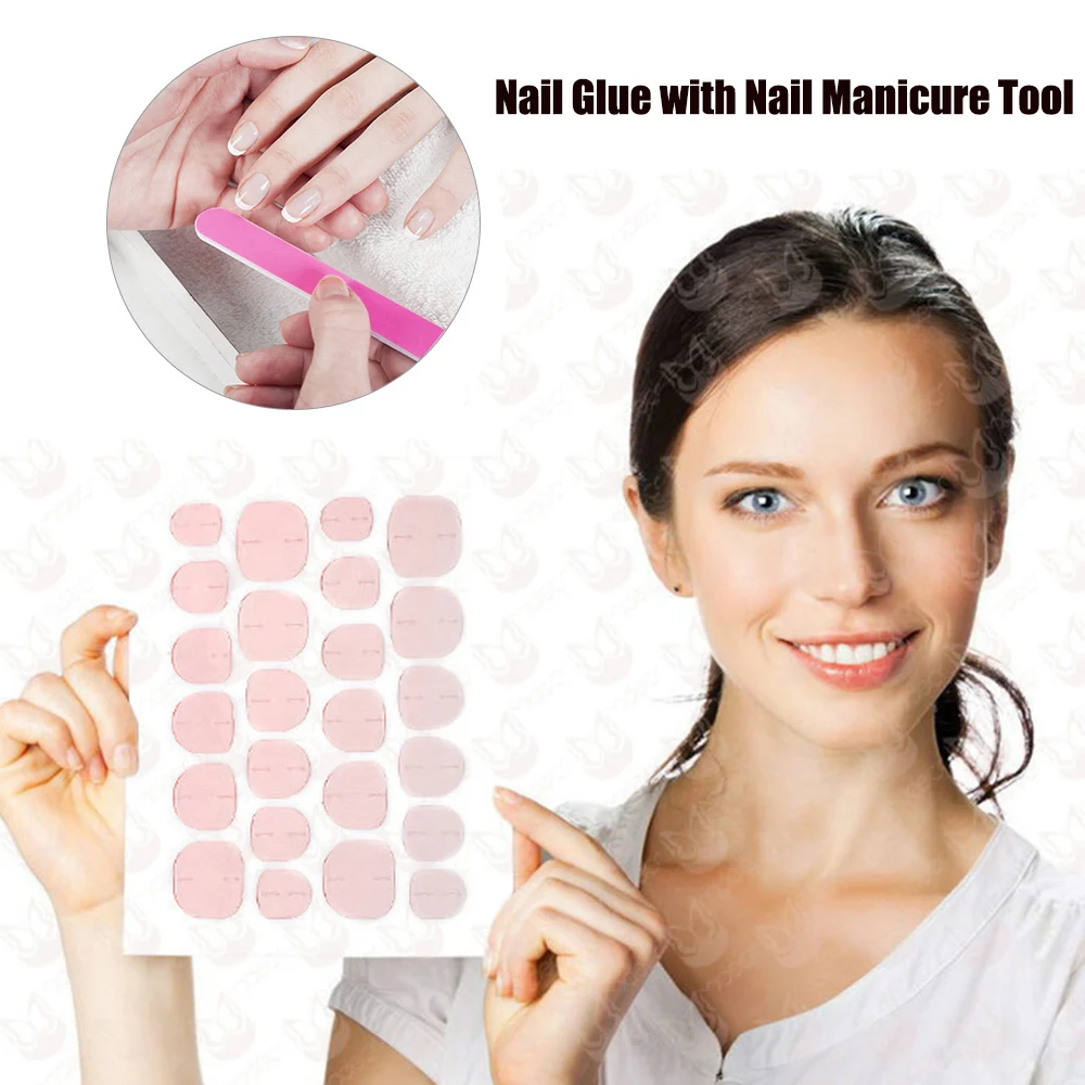 

48pcs Double-sided Nail stickers Glue Sticker Jelly Flexible Fake Nail Tips Adhesive Nail Glue with Nail Manicure Tool DIY