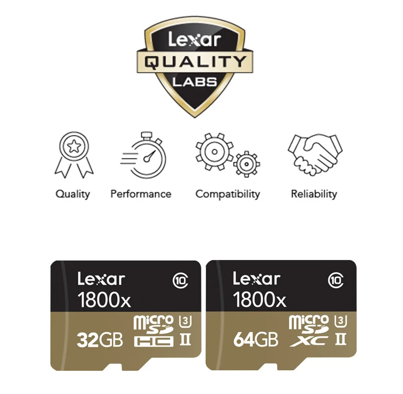 Lexar 1800x Micro SD карта, 32 ГБ, 64 ГБ, максимальное значение Скорость 270 МБ/с. UHS-II Class 10 U3 слот для карт памяти для телефона/БЛА(беспилотный летательный аппарат
