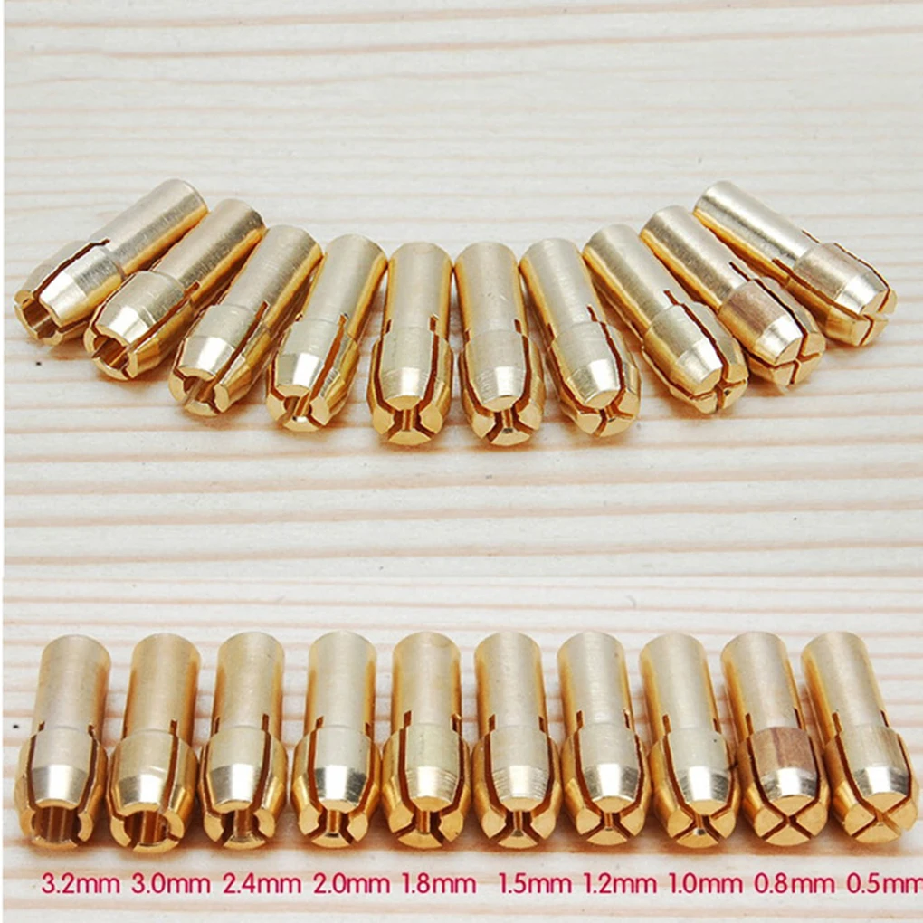 

10 pcs/sets Durable Brass Collet Chuck Rotary Tools Accessories 0.5/0.8/1.0/1.2/1.5/1.8/2.0/2.4/3.0/3.2mm