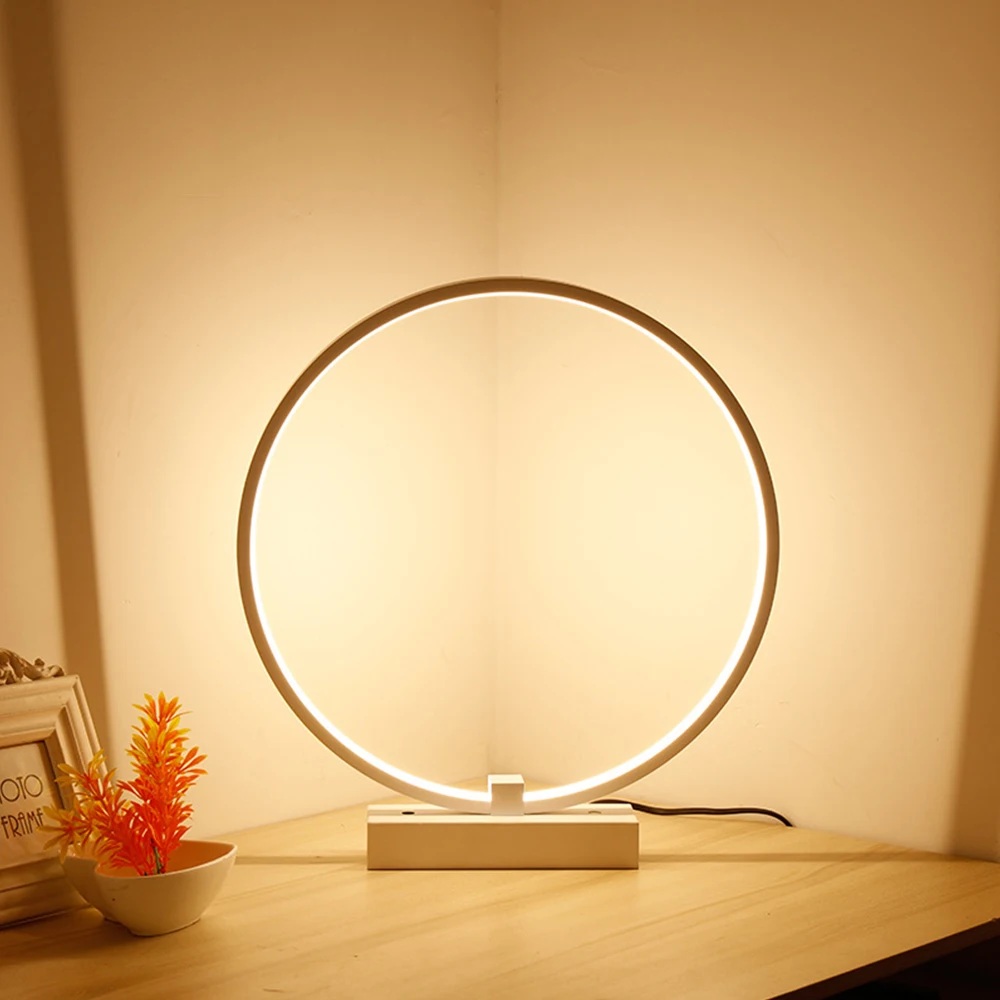 

Table Lamps Modern Minimalist Round Shape LED Desk Lamp Nordic Acrylic Bracket Table Light For Bedroom Bedside Reading