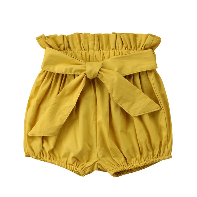 Yellow Bow Г. Брендовые Детские Короткие штаны для новорожденных мальчиков и девочек, милые летние трусики с рюшами, бантом и кисточками, трусики-шаровары, Bebe, 9 months to 6 years Old - Цвет: Yellow Bow