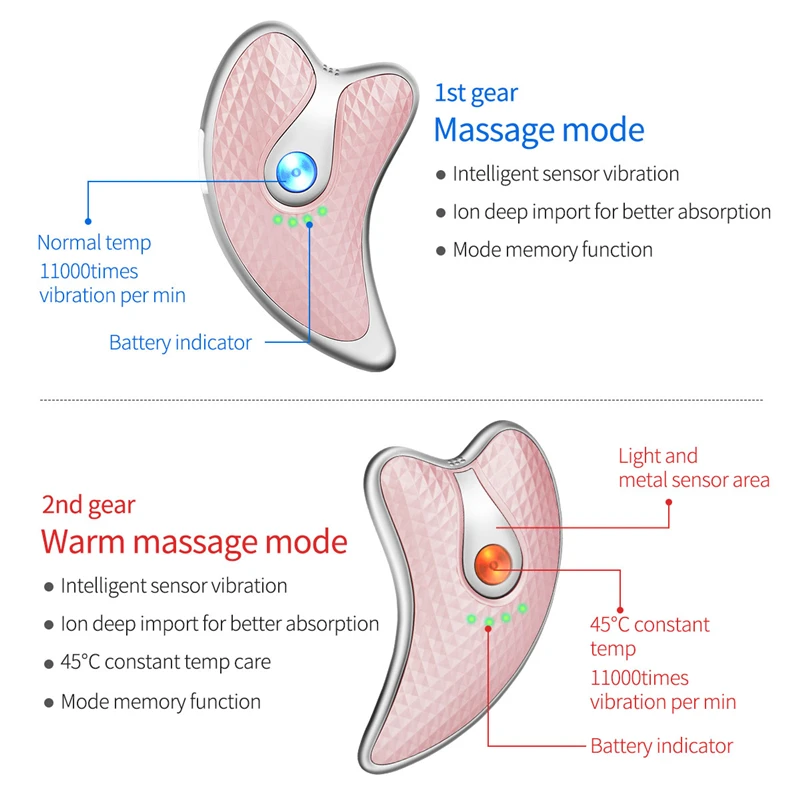 Guasha Scraping Facial Massager LED Light Microcurrent skin rejuvenation Electric Body Massage Machine Face Lifting Slimming 45 ► Photo 3/6