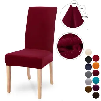 

Velvet Dining Chair Cover Spandex Elastic Chair Slipcover Case for Chairs Office Wedding Dining Room Removable Chair Cover