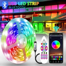 

USB Led Strip Lights Rgb Tape TV BackLight Bluetooth Controller 5050 Diode Flexible Ribbon 1M-30M 5V Led Lights For Room Decor