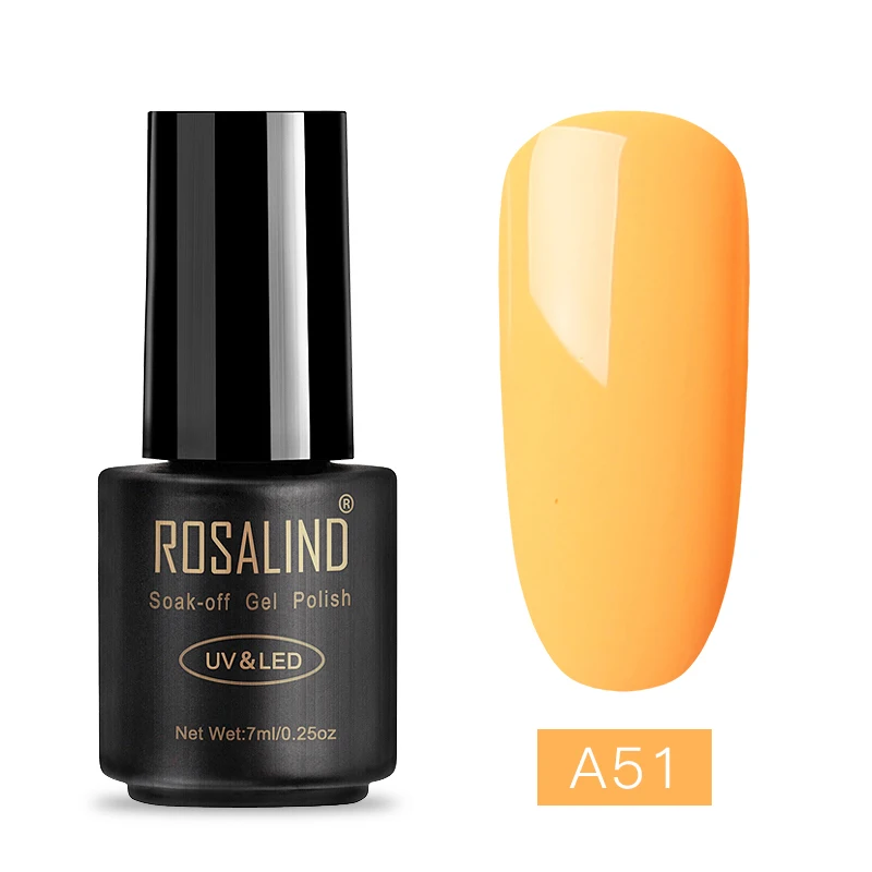 ROSALIND неоновый гель для ногтей Набор для маникюра УФ светодиодная база для ногтей верхнее покрытие гель для ногтей лак для ногтей 7 мл растворимый лак - Color: A51