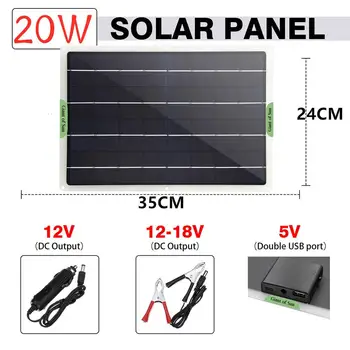 

20W Solar Panel With Type-C USB DC Interface Security Camera Connector Brackets IP65 Waterproof Solar Panel For Car Van Boat