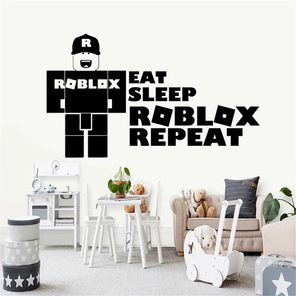 Eat Sleep Roblox Repeat Game Wall Stickers Vinyl Kids Room Playroom Robot Video Gaming Zone Decals Bedroom Decor Murals DW12981