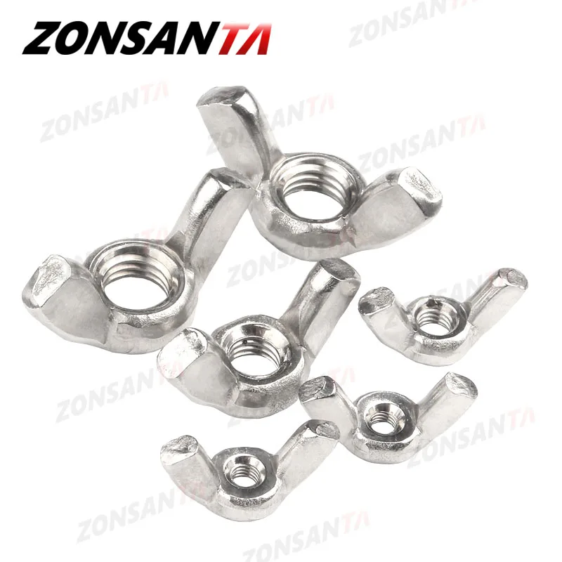 

ZONSANTA Wing Nuts M3 M4 M5 M6 M8 M10 M12 304Stainless Steel Tighten Hand a Nut Butterfly Nut Ingot DIN315 Eye nuts