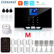 Kit système d'alarme de sécurité domestique sans fil, wi fi, GSM, 433MHz, contrôle par application Tuya, anti cambriolage, barre lumineuse couleur, compatible avec Alexa et Google 