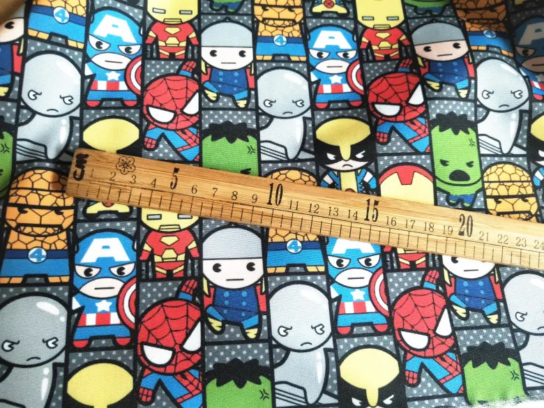 140cm Width Cartoon Marvel Avengers Polyester Canvas Fabric for Boy Bags Slipcover Cushion Cover DIY-BF623Y - Color: (7)