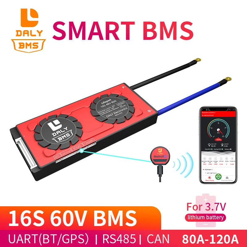 18650 smart Li-Ion 16S 60V BMS 48V 80A 100A 120A Bluetooth 485 к USB устройству CAN NTC UART togther Lion LiFePO4 LTO батареи |