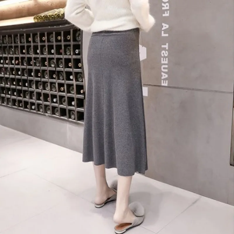 Maternity Skirt for Pregnant Women Autumn and Winter Belly Support Knitted High Waisted Pregnancy Skirts JOYRAY.B