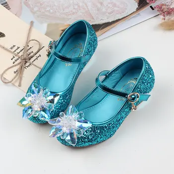 

Girls Leather Wedding Shoes Baby Children's Sequins Princess Enfants Kids High Heels Dress Party Shoes for Girls