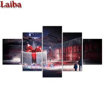 

Merry Christmas gift landscape 5pcs/set DIY 5D Full square/round Diamond Painting diamond Embroidery Cross Stitch Kit Home Decor