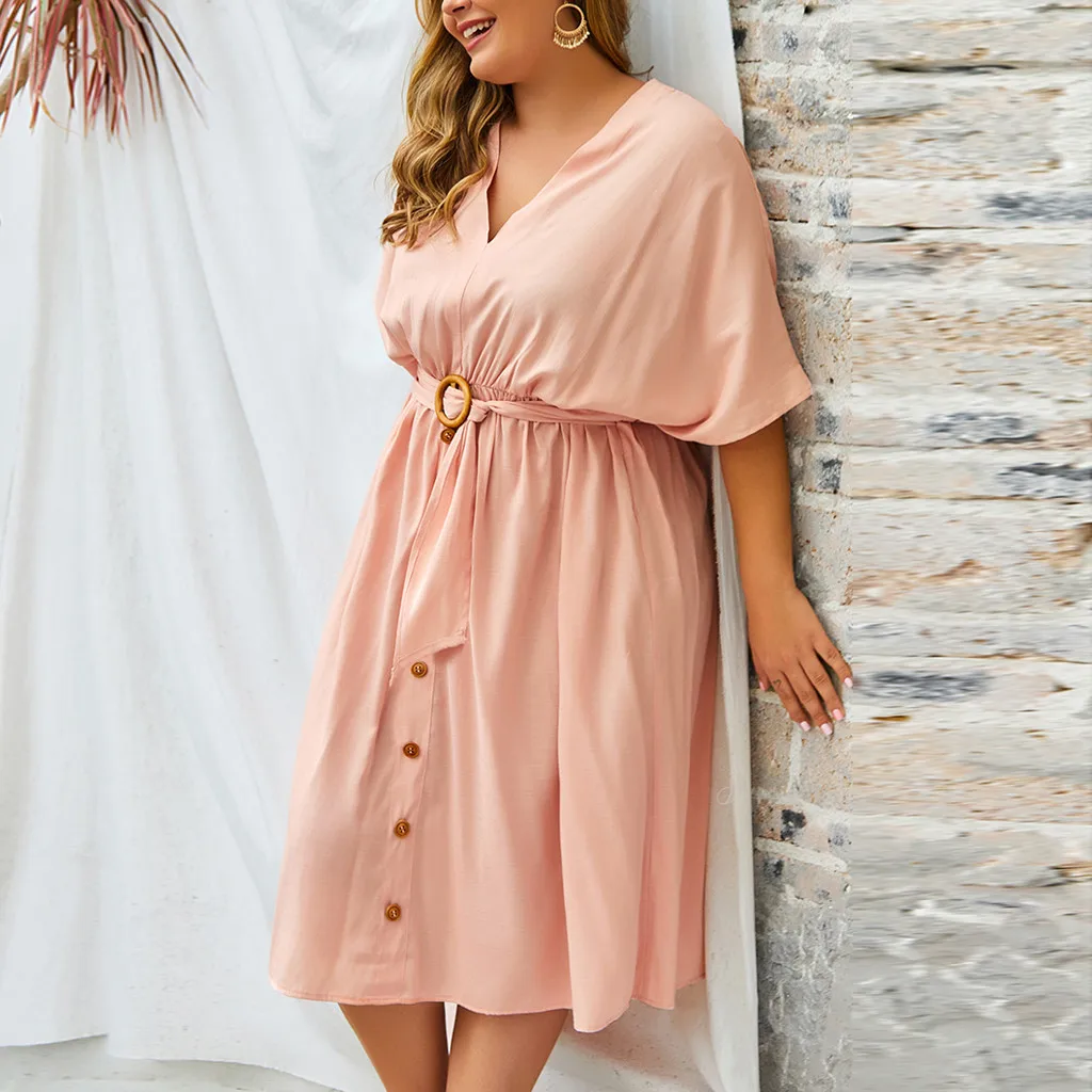 Женское платье, vestidos de verano vestido vadim ropa mujer, платья vestidos verano mujer, повседневное однотонное XL-4XL с коротким рукавом Z4