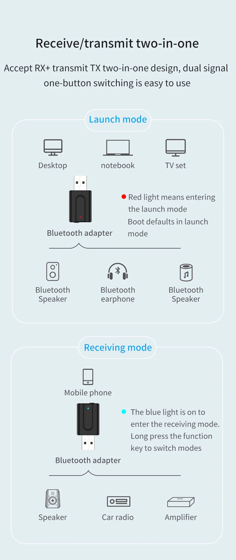 DISOUR 5,0 Bluetooth передатчик приемник 2 в 1 3,5 мм AUX стерео аудио RCA USB Разъем беспроводной мини-адаптер HD для автомобиля комплект ТВ ПК