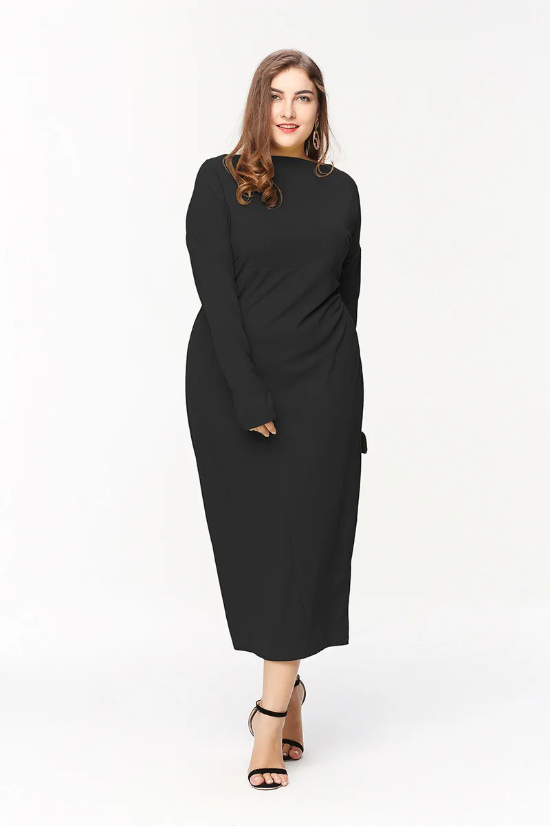 

Plus Size Abayas Muslim Dress Women Autumn Winter Long Sleeve Retro Print Vintage Maxi Long Dresses Dubai Islamic Clothing