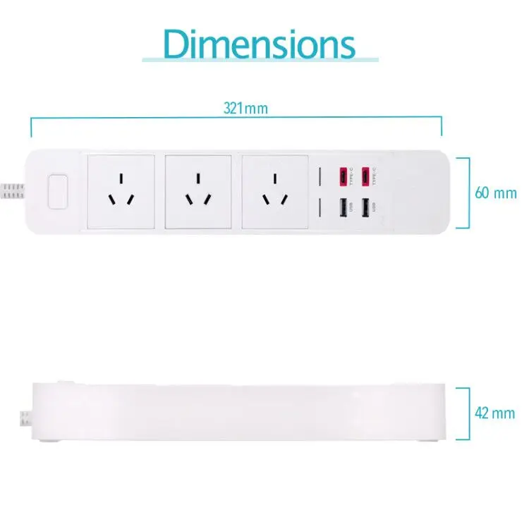 WiFi умная розетка удлинитель с USB тип c защитой от перенапряжения интеллектуальная