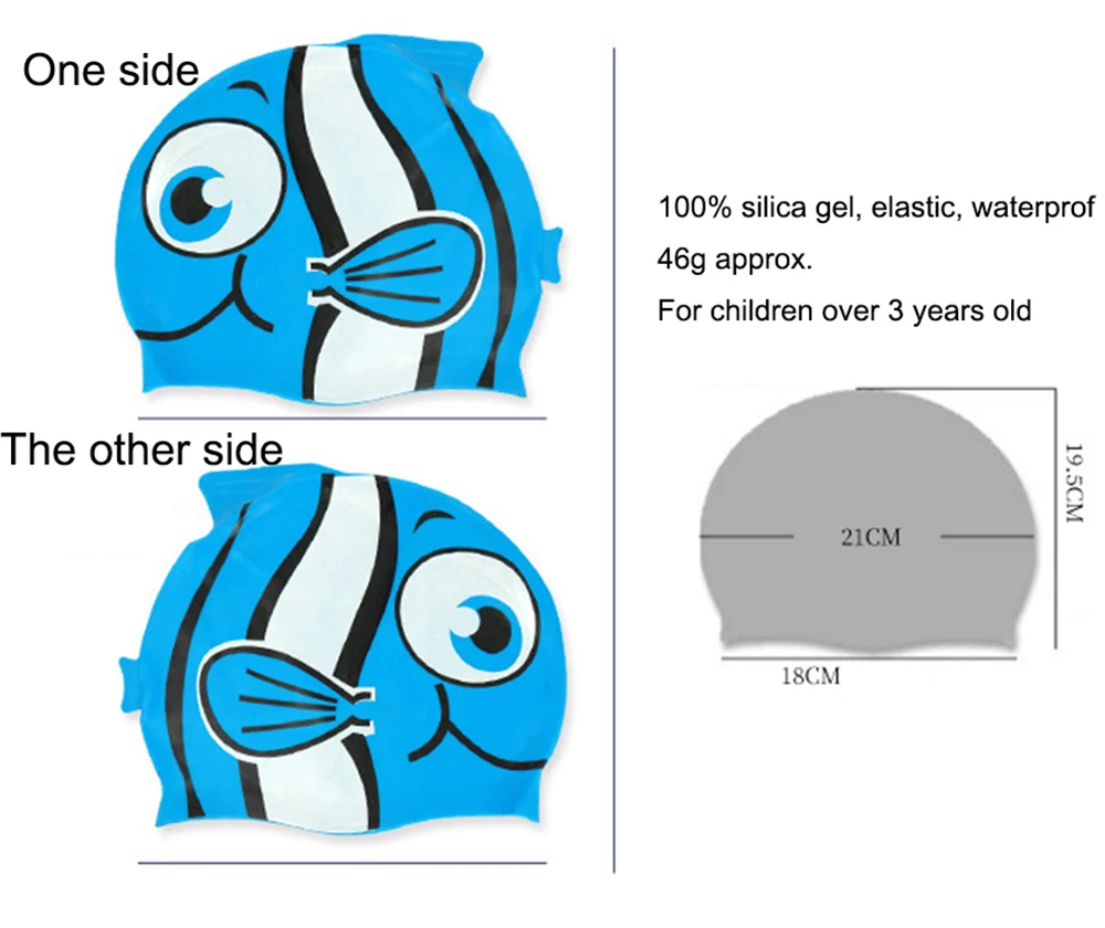 Children Swimming Cap Swim Pool New Kids Waterproof Cartoon Animal Beach Silicone Caps Hat Protect Ears Long Hair For Boys Girls