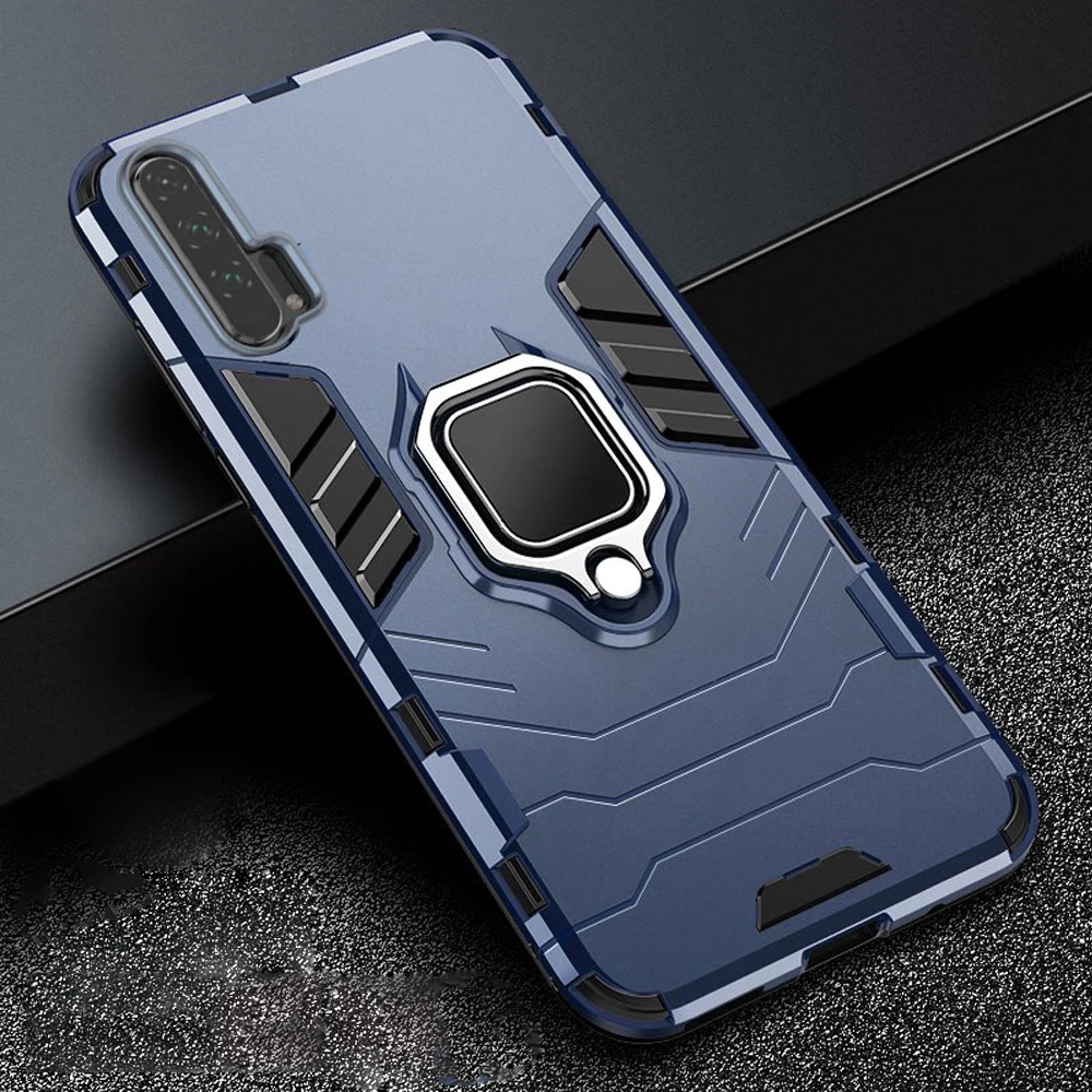 

For Honor 20 Pro Case Armor PC Cover TPU Rim Finger Ring Holder Phone Case For Huawei Honor 20 Cover Shockproof Durable Bumper