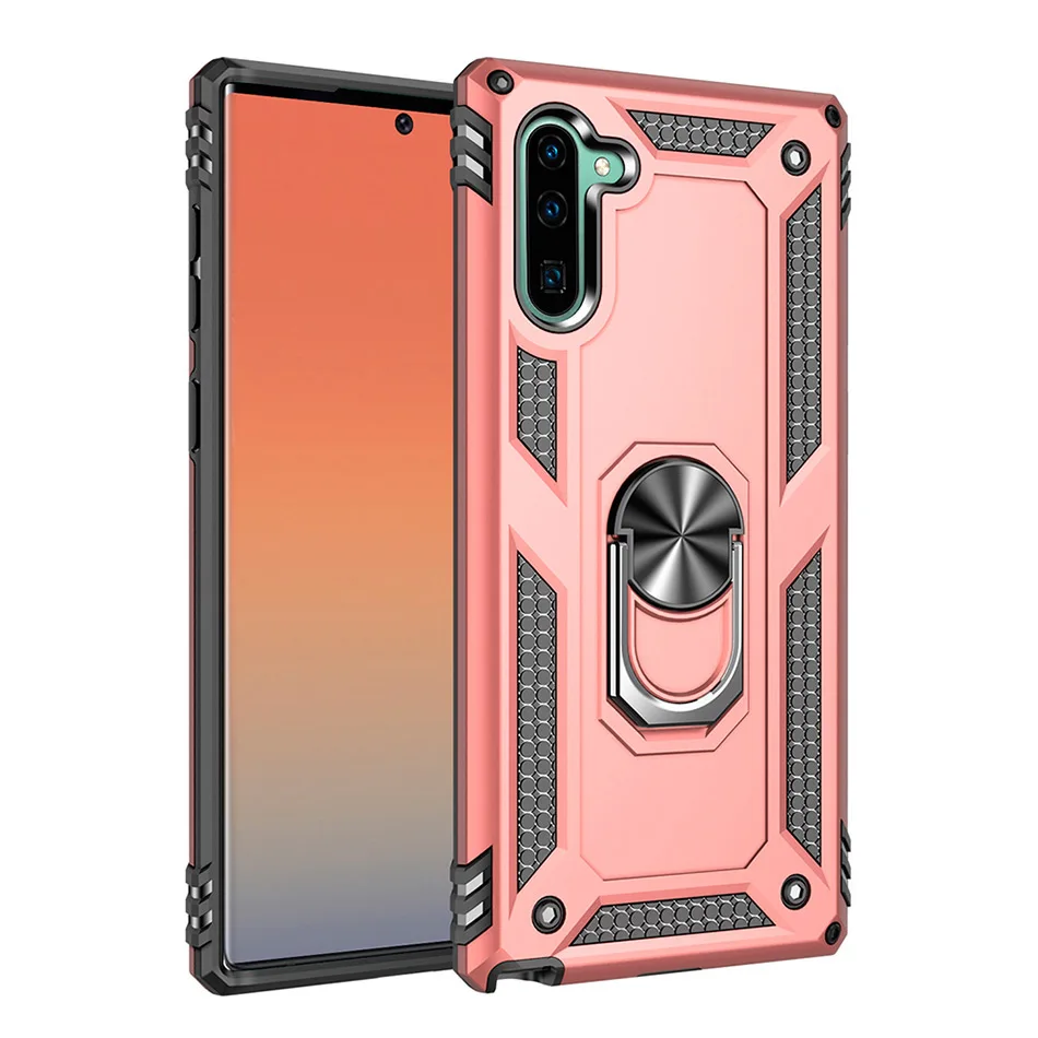 Противоударный чехол-Броня чехол для телефона для samsung Galaxy S8 S9 S10 плюс S10e плюс Чехол Note 8, 9, 10, A30 A50 A70 подставка с магнитным кольцом крышка - Цвет: Rose Gold