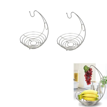 

2x Banana Grape Hanger Tree Holder Fruit Storage Bowl Basket Display Stand