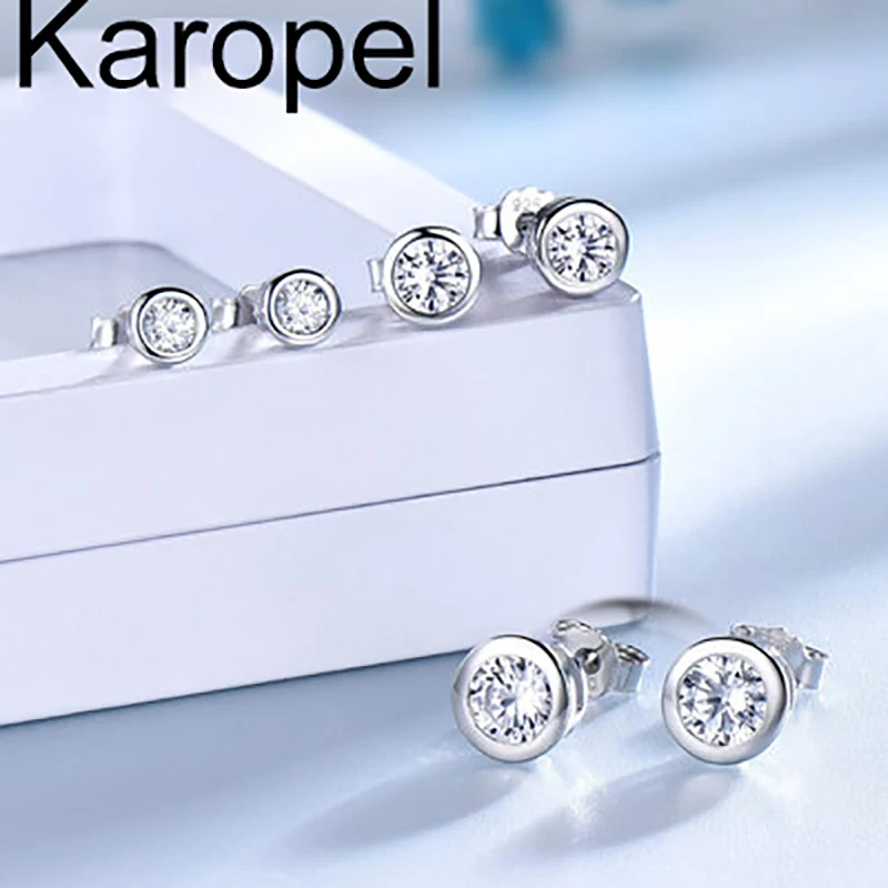 925 Sterling Silver Earrings Stud for Women Solid Silver Jewelry Earrings Bling CZ Zircon Stone Stud Brincos Bridal Wedding