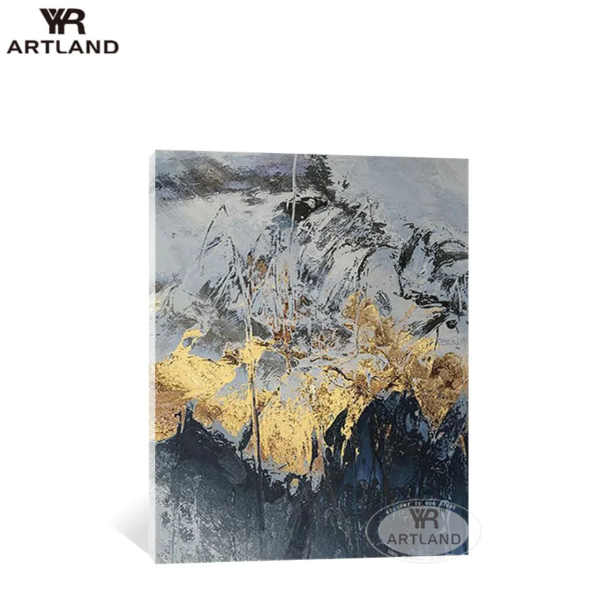 

Modern abstarct gold montains picture for home wall decoration Hand drawn acrylic oil painting on canvas for living room bedroom