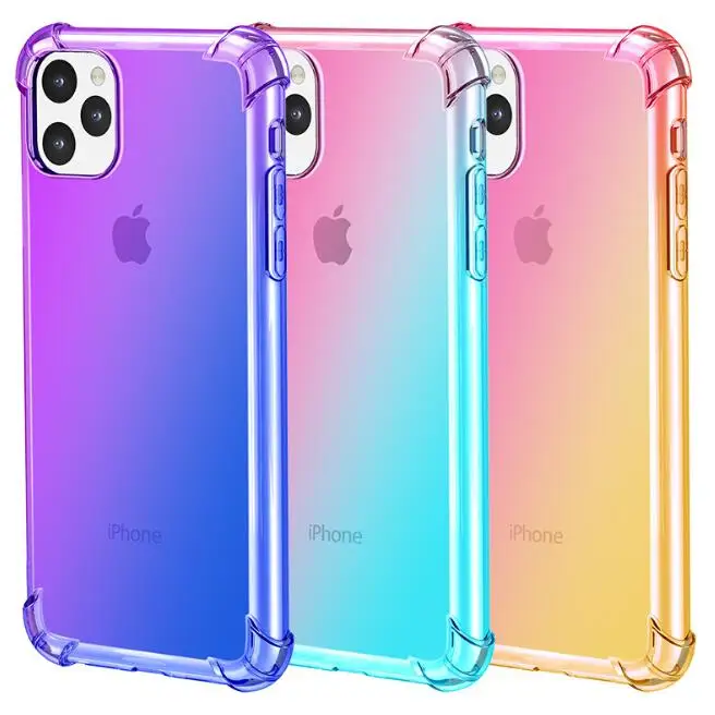 

For iPhone 11 Pro XS Max XR X 6S 7 8 Plus Cover Gradient Colors Anti Shock Airbag Clear Soft TPU Silicone Case