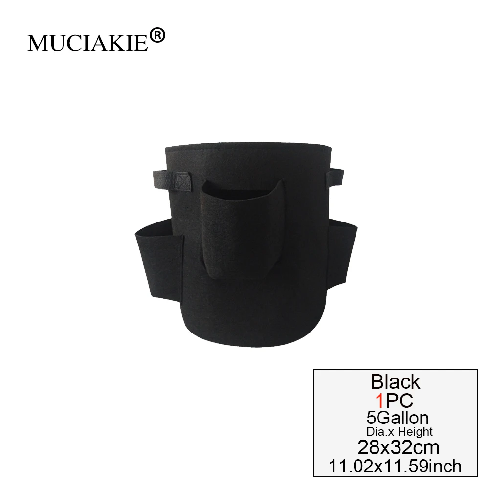 MUCIAKIE, 1 шт., 5 галлонов, четыре кармана, садовая сумка для посадки клубники, сумка для посадки овощей, горшок для растений с ручками