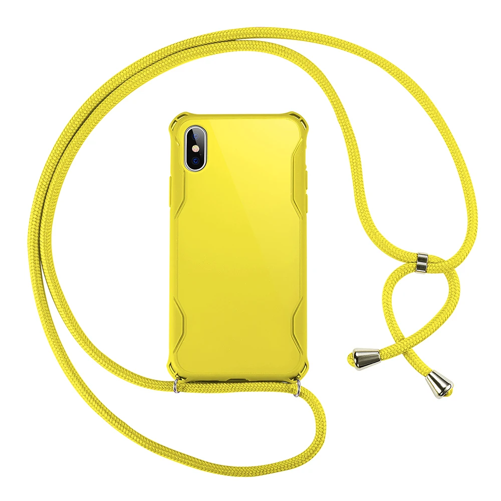 Цветной ремешок шнур цепь лента для телефона шнурок для ожерелья Чехол для мобильного телефона чехол для переноски Чехол для iPhone 11 Pro XS Max XR 7Plus - Цвет: Yellow