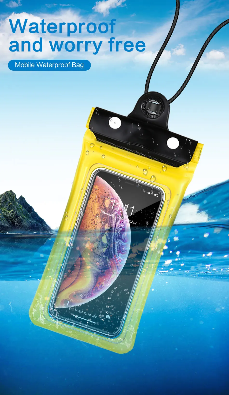 KISSCASE Универсальный 6 дюймов Водонепроницаемый чехол для телефона iPhone 8 7 6 6S X XS прозрачный подводный смартфон сухой Чехол Ремешок чехлы